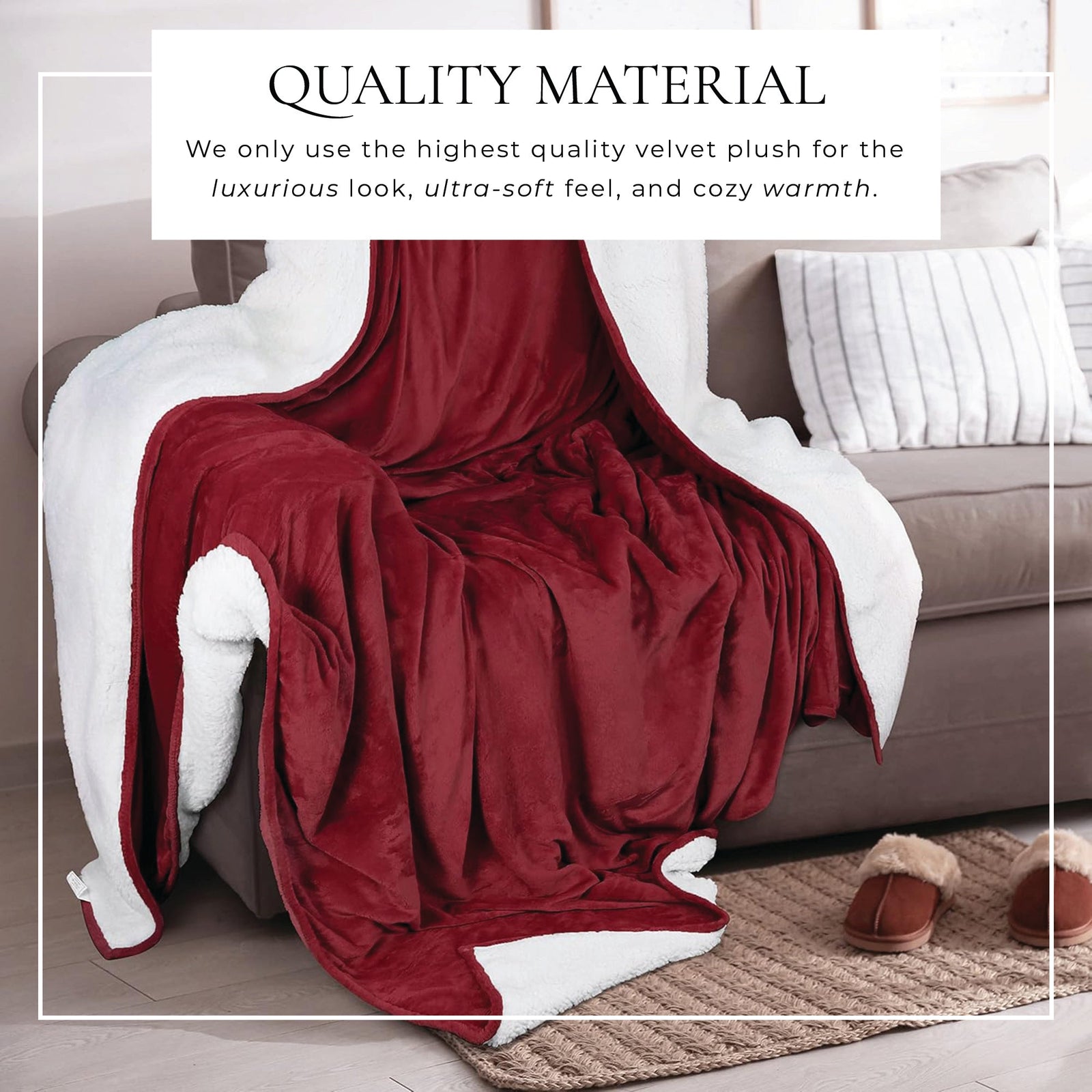 Velvet Plush Sherpa Bed Blanket - Sherpa Fleece Collection