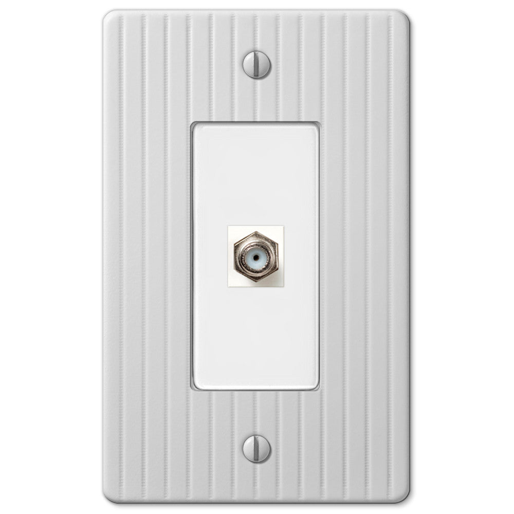 Embossed Line White Steel - 1 Cable Jack Wallplate
