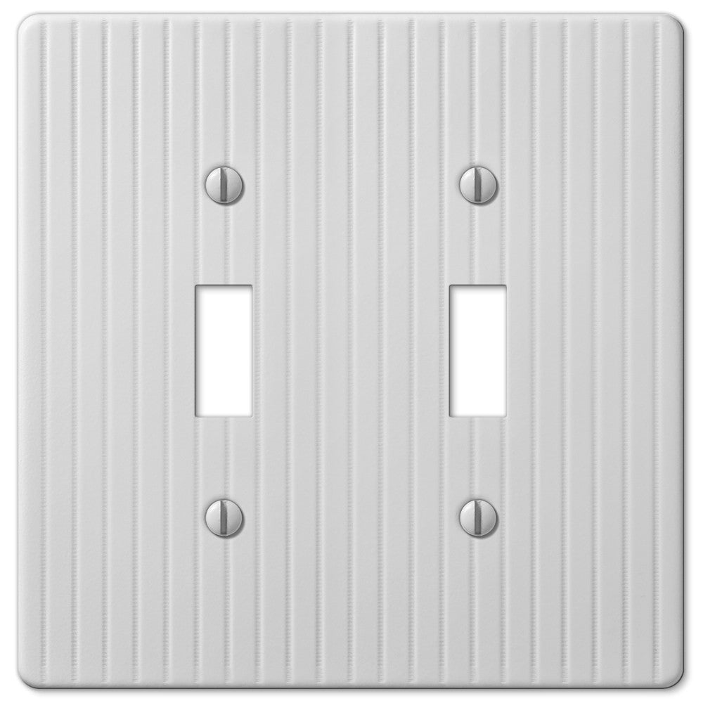 Embossed Line White Steel - 2 Toggle Wallplate