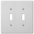 Embossed Line White Steel - 2 Toggle Wallplate
