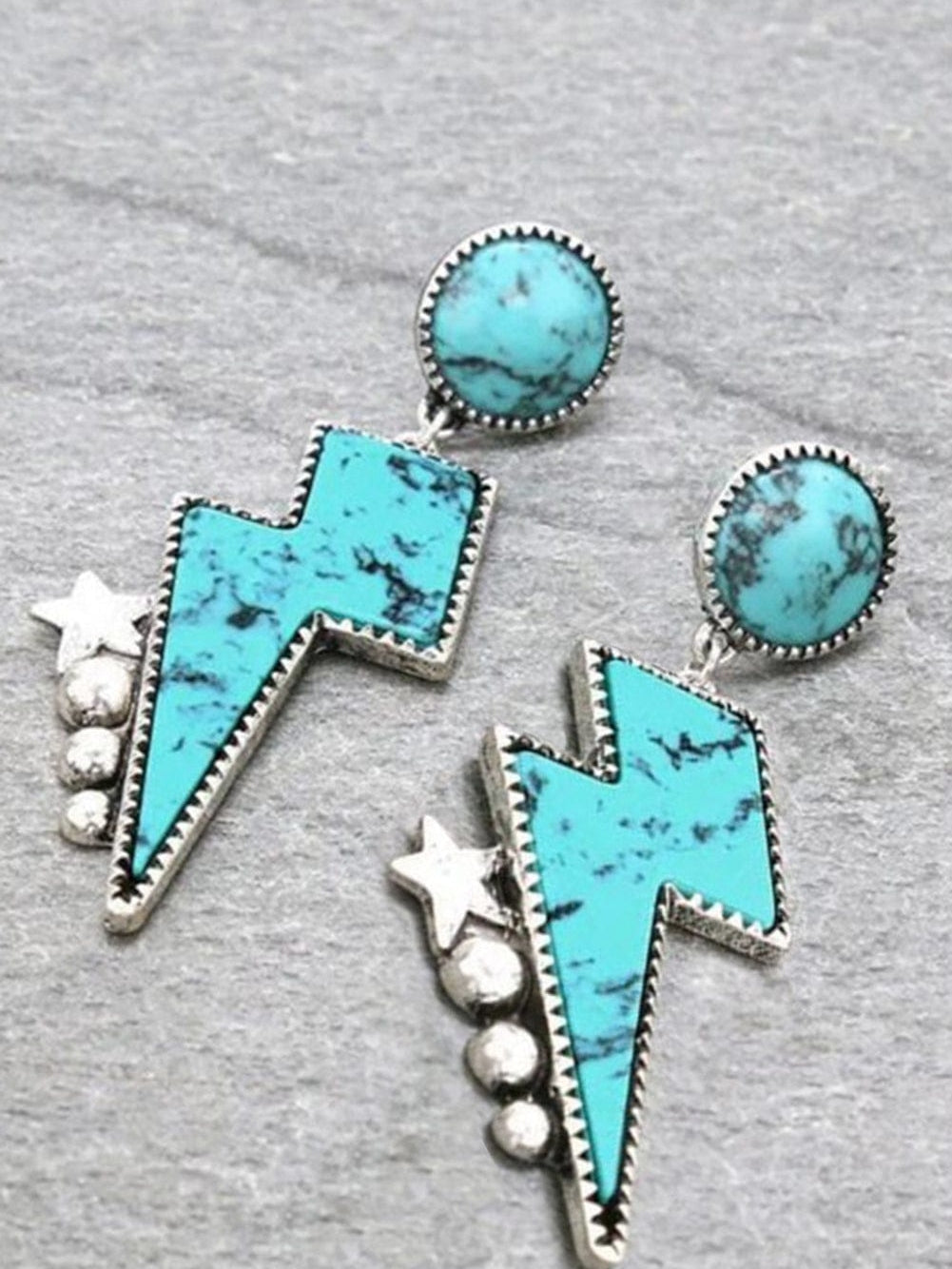 Emerald Thunder Turquoise Earrings