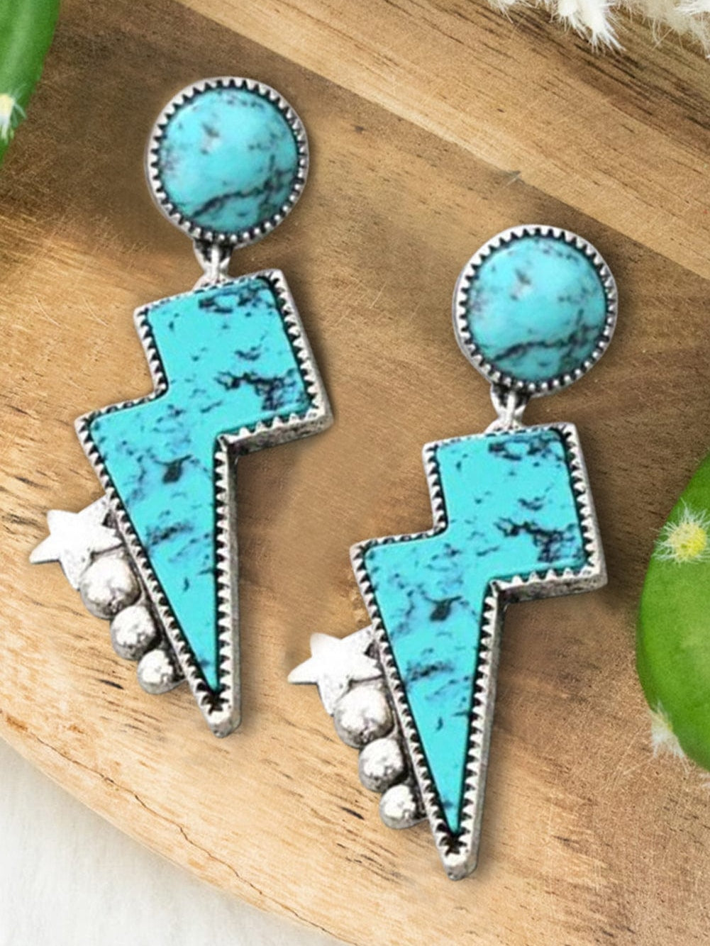 Emerald Thunder Turquoise Earrings