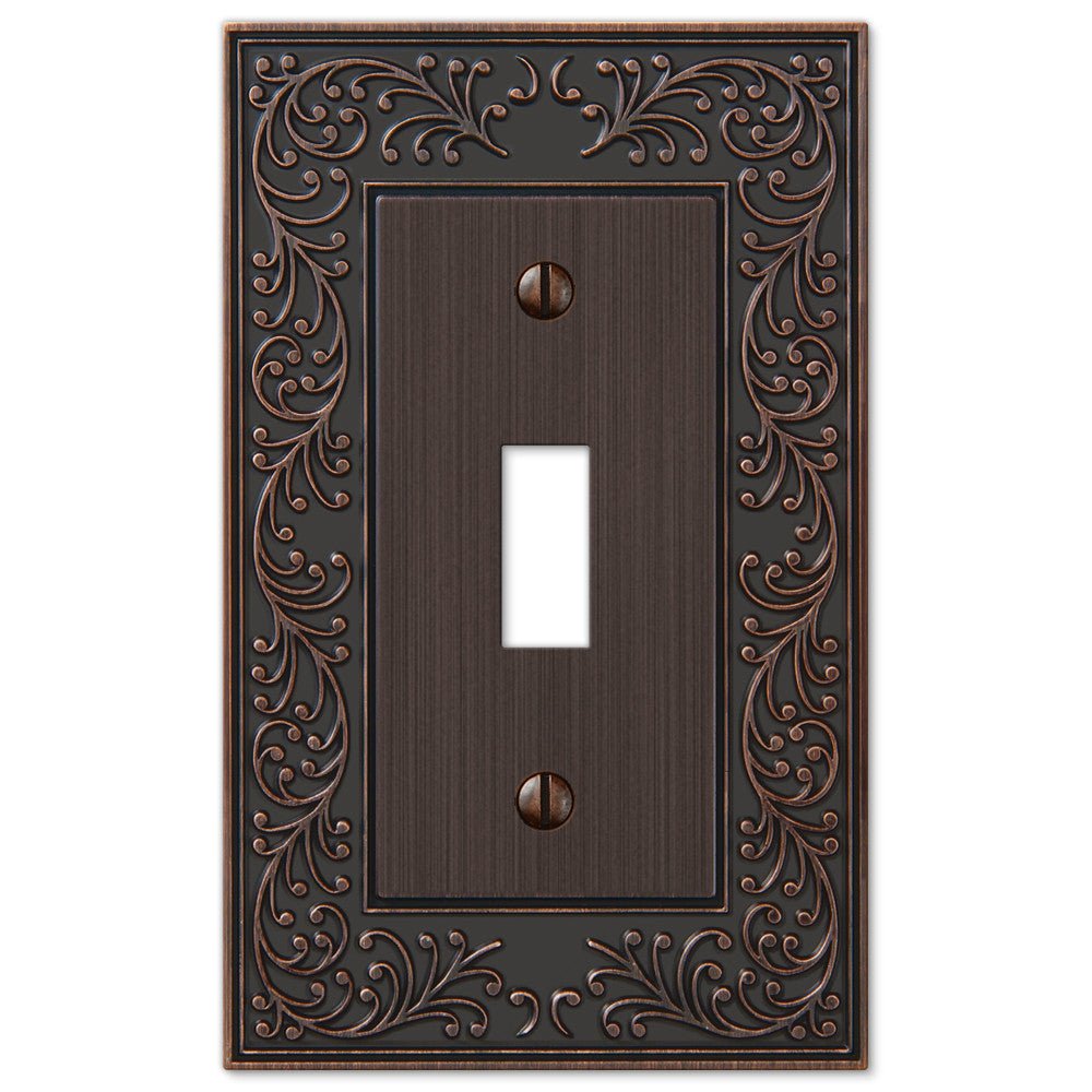 English Garden Aged Bronze Cast - 1 Toggle Wallplate