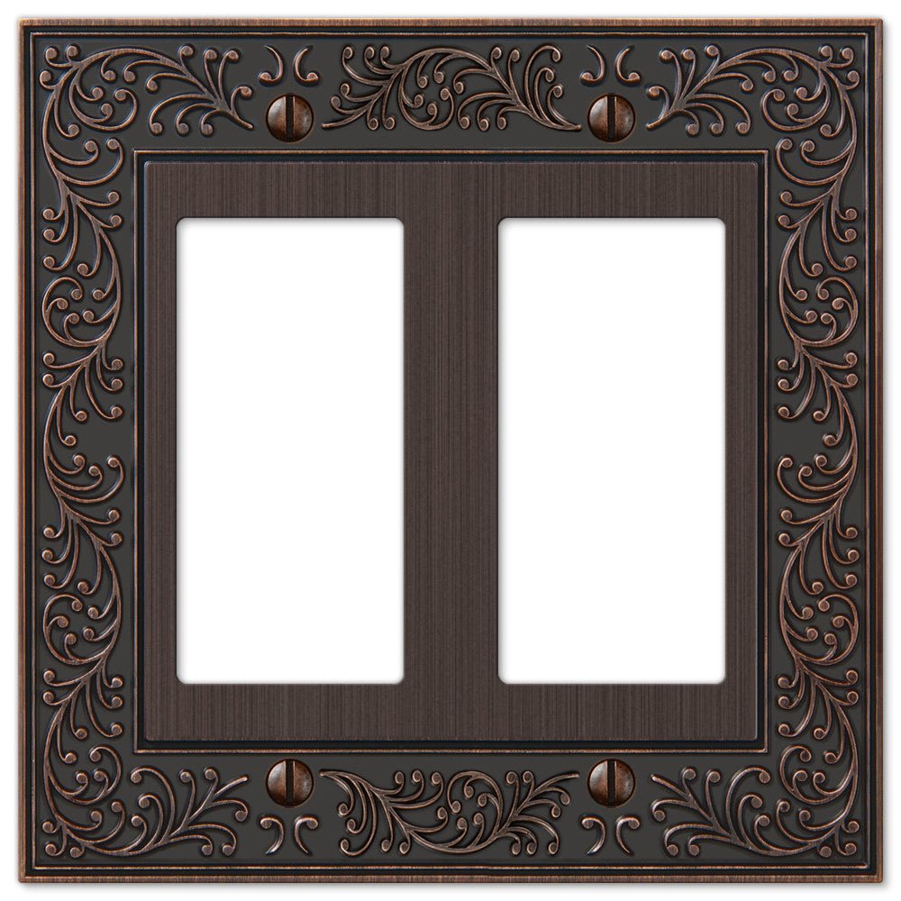 Placa de pared de bronce envejecido fundido con forma de jardín inglés - 2 balancines