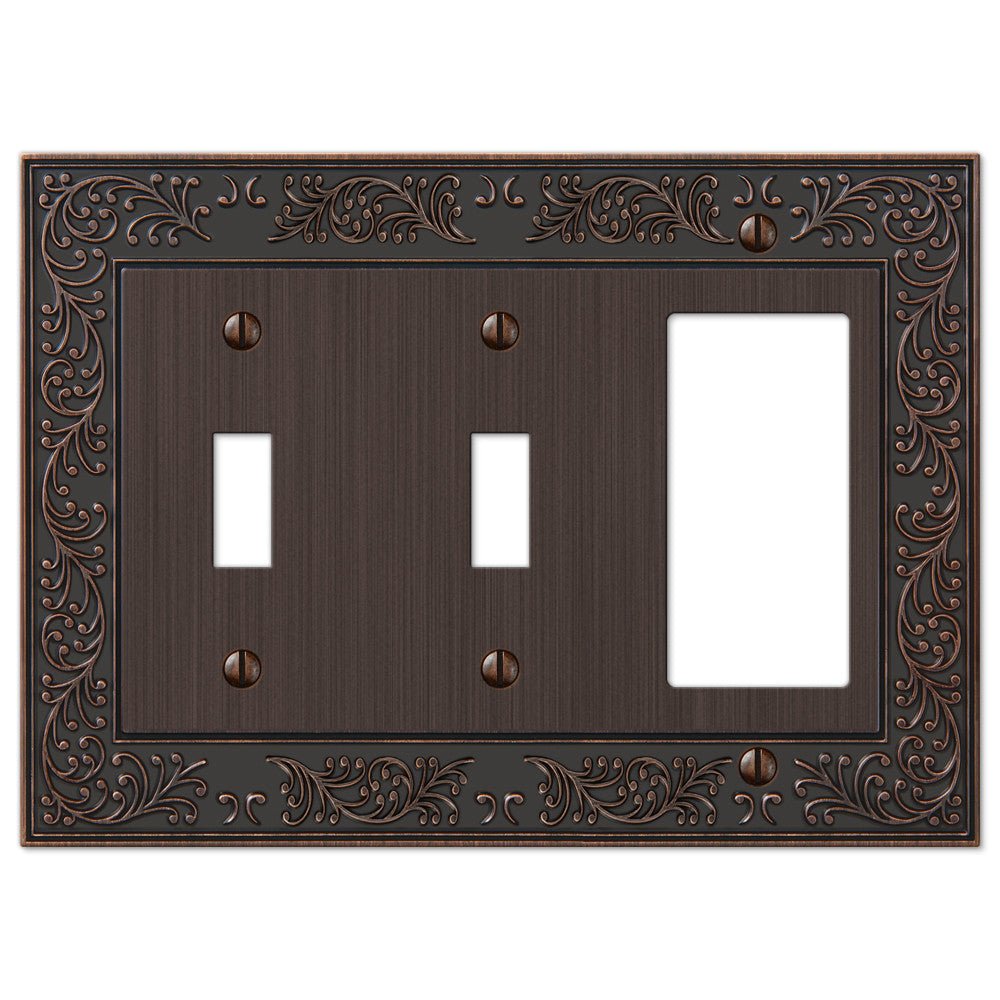 Placa de pared de bronce envejecido fundido con diseño de jardín inglés: 2 palancas y 1 balancín