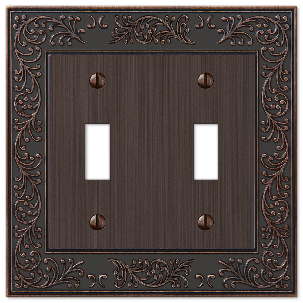 Placa de pared de bronce envejecido fundido con diseño de jardín inglés - 2 palancas