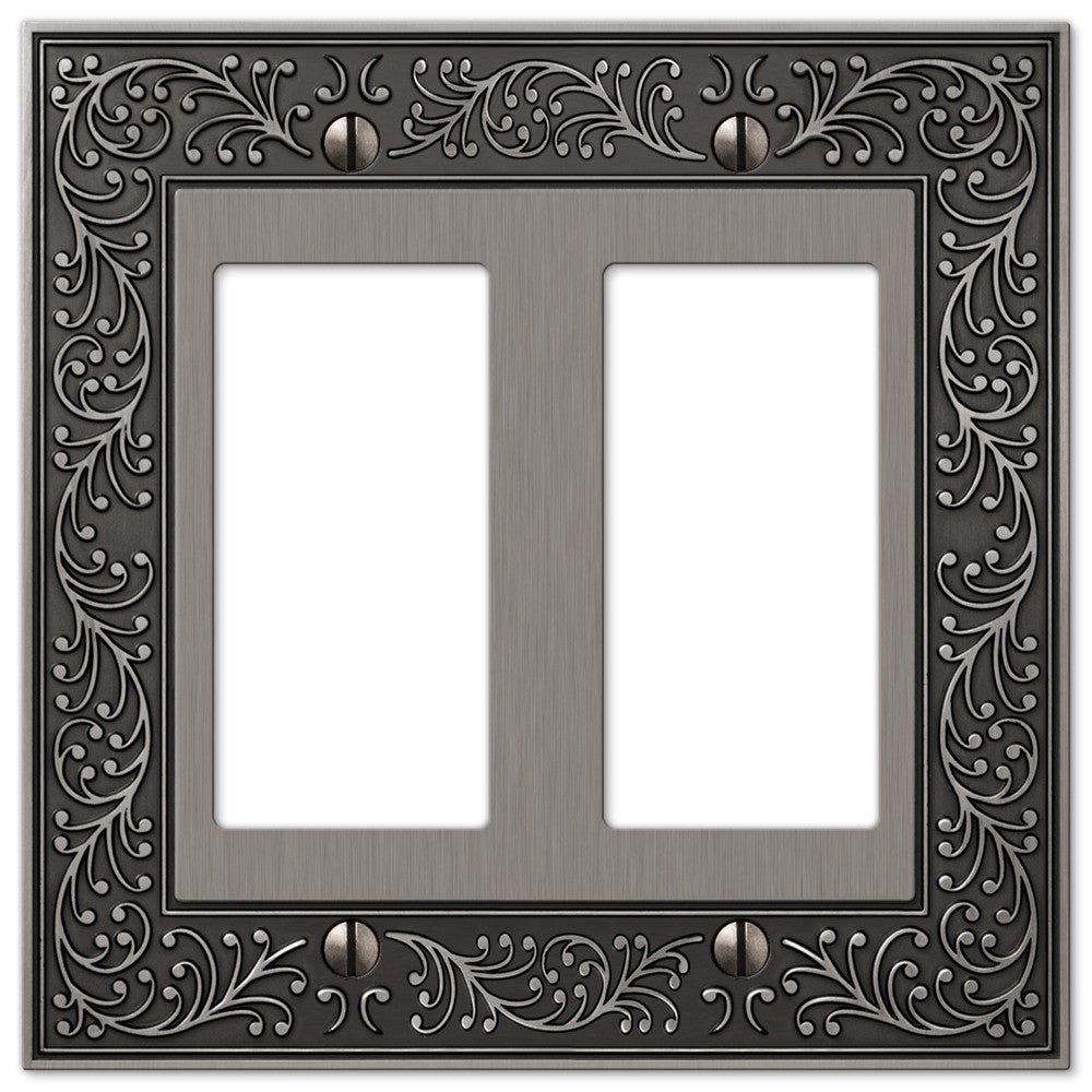 English Garden Antique Nickel Cast - 2 Rocker Wallplate