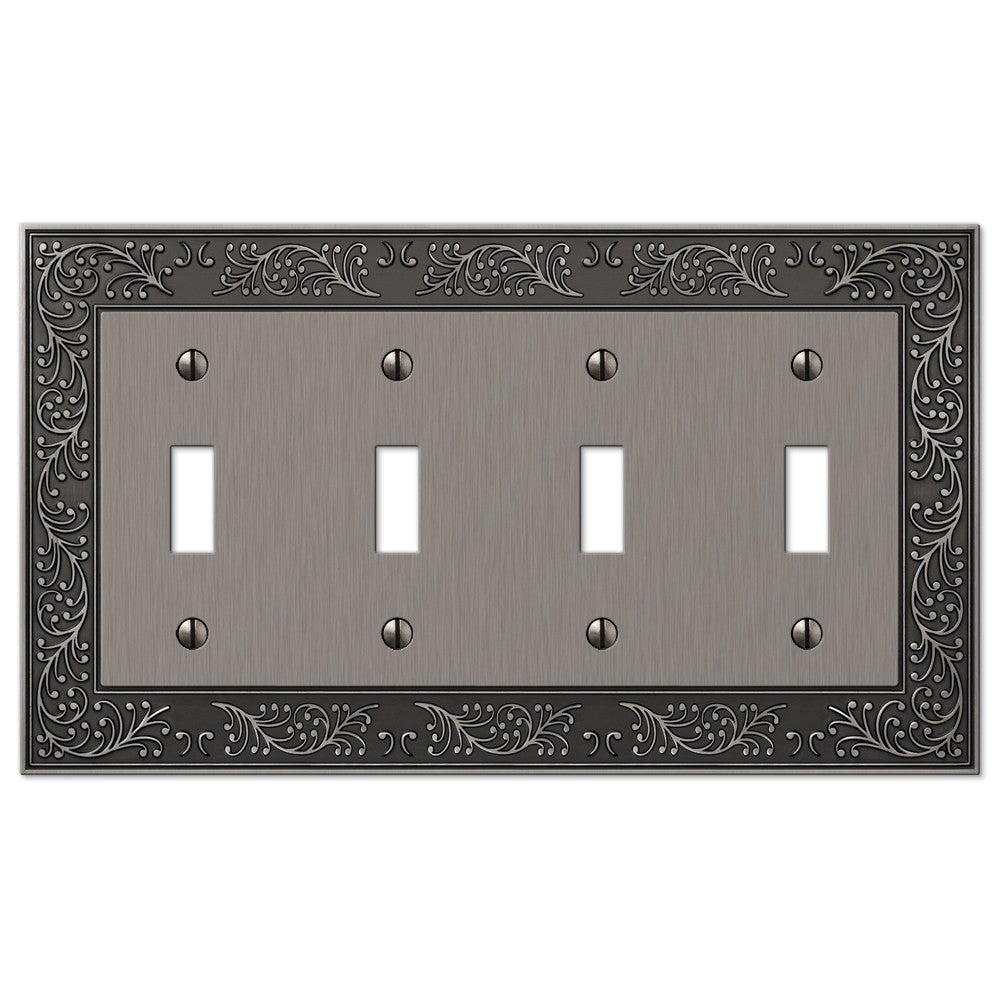 Placa de pared con 4 palancas de níquel fundido antiguo de English Garden