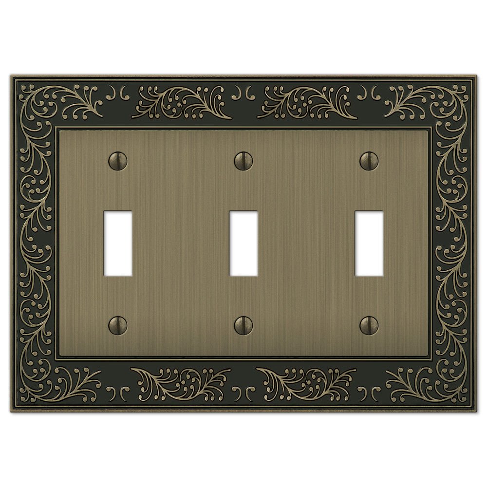 Placa de pared de latón fundido cepillado con tres palancas para jardín inglés