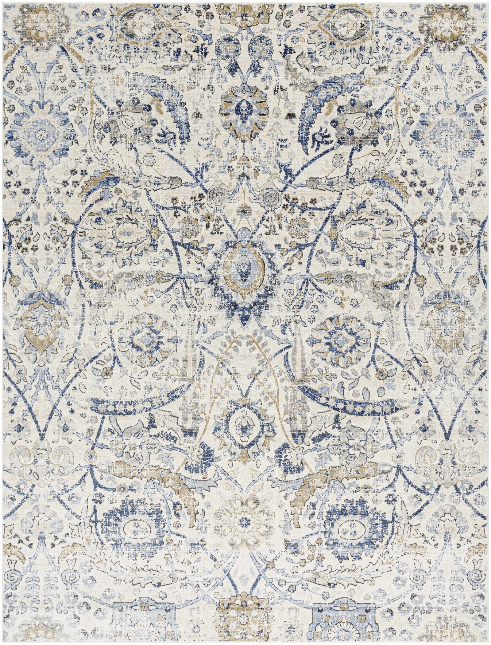 Alfombra Oushak azul y beige georgiana