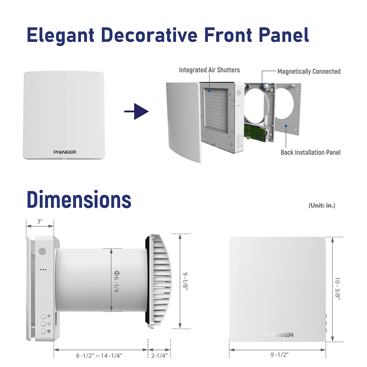 Ventilador de recuperación de energía con Wi-Fi para una sola habitación, sin conductos, Pioneer® ECOasis 50