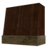 Campana extractora de madera espresso con frente en ángulo y banda de nogal: anchos disponibles de 30", 36", 42", 48", 54" y 60"