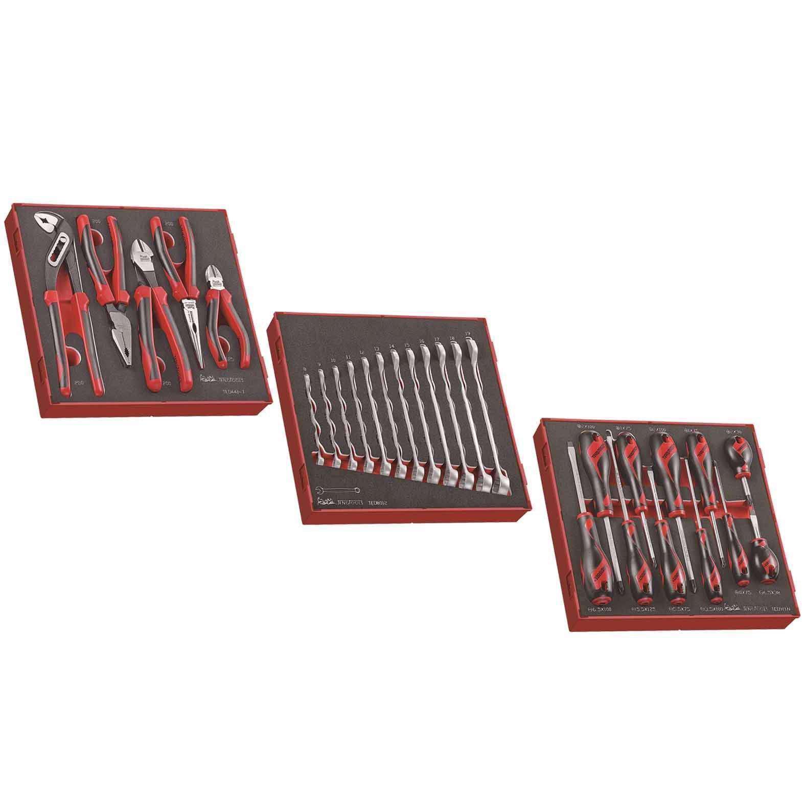 Teng Tools 28 Piece Plier, Combination Wrench, And Mixed Screwdriver Set - TED441T