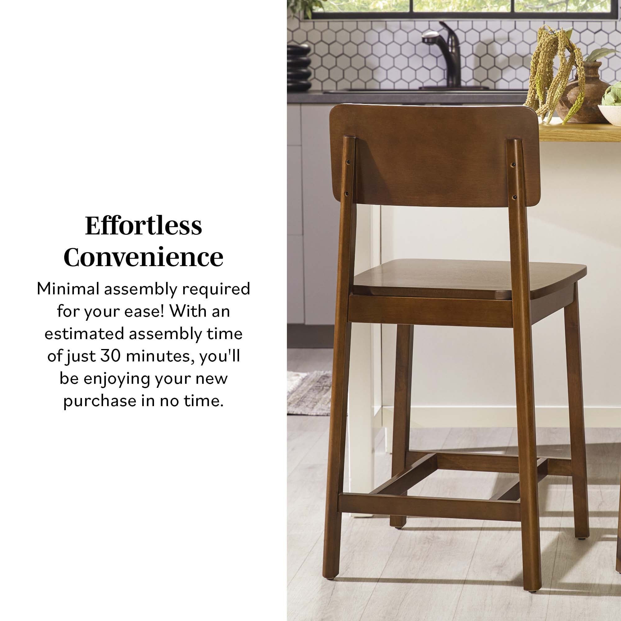 Taburete minimalista de madera maciza, juego de 2