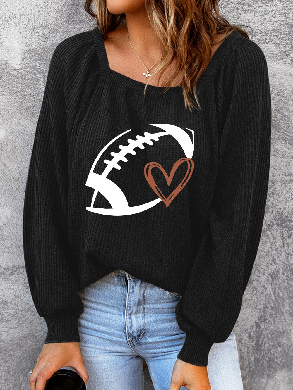 Team Spirit Waffle Knit Football Top