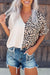 Leopard Print and Solid Color Blouse