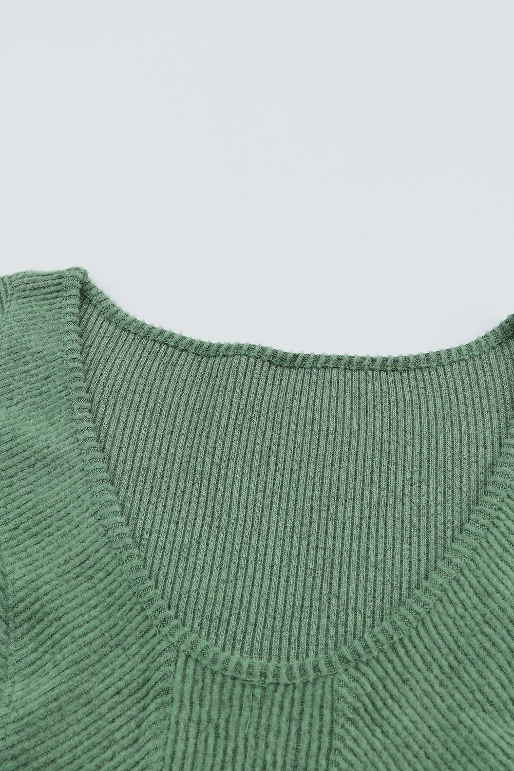 Fitted Ribbed Knit Sweater in Green
