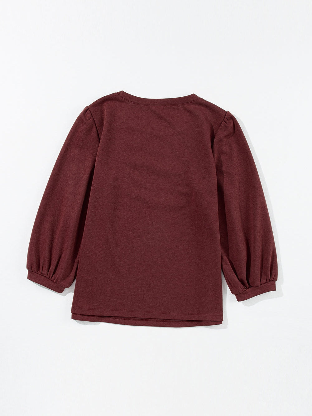 Wine-Colored Puff Sleeve Top