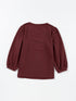 Wine-Colored Puff Sleeve Top