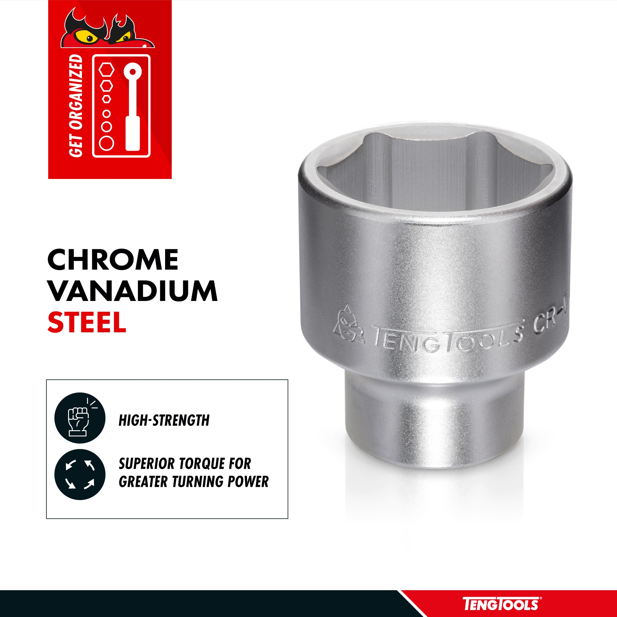 Teng Tools 3/4 Inch Drive 6 Point Metric Shallow Chrome Vanadium Sockets