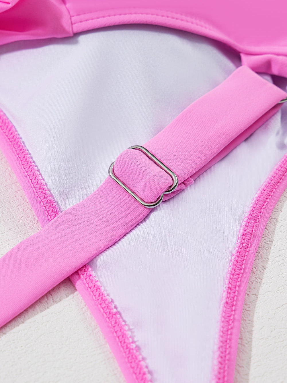 Pink Two-Tone Flared One-Piece Swimsuit