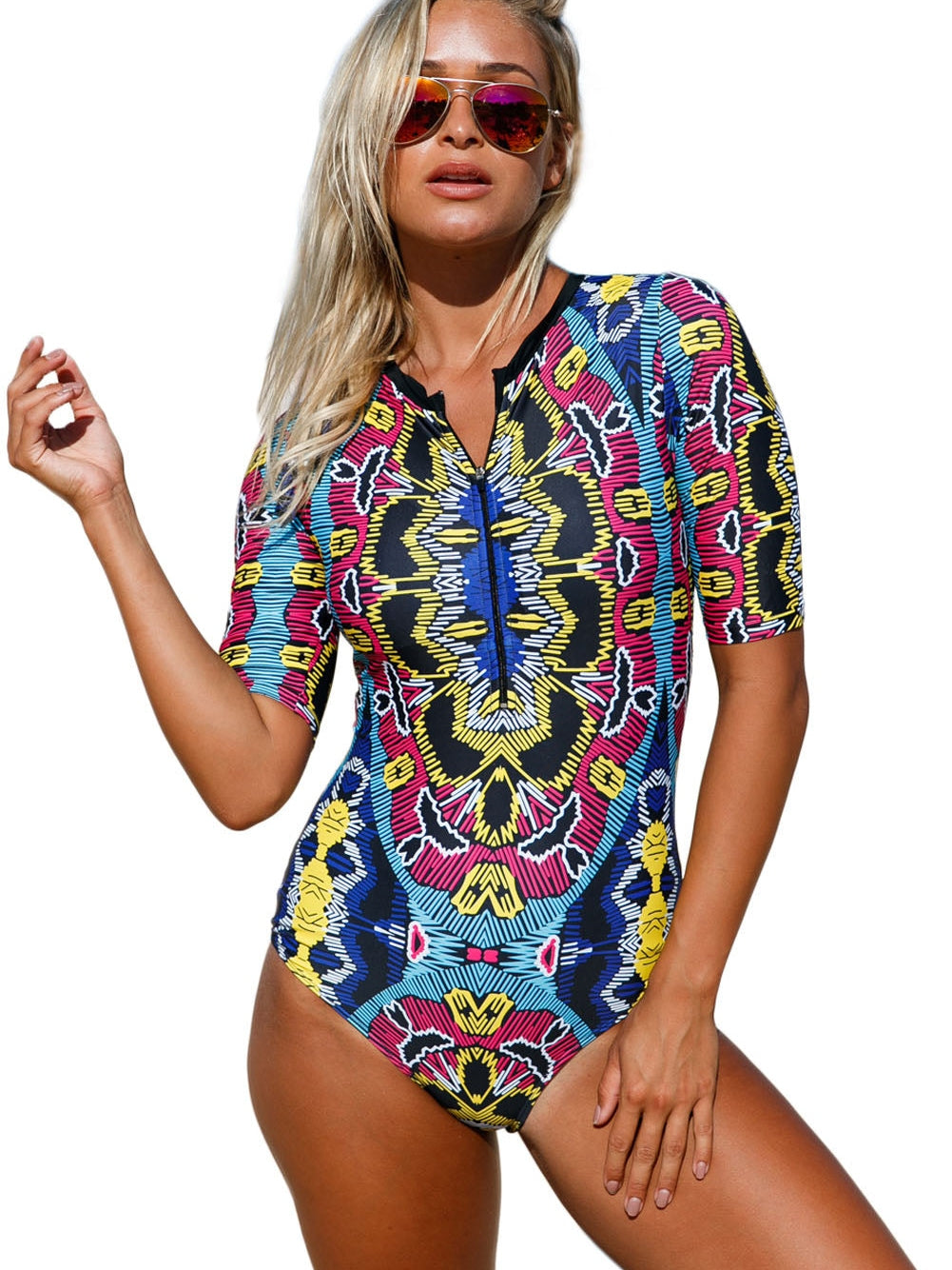 Half-Sleeve Swimsuit for Summer
