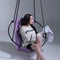 Silla colgante redonda de piel sintética color lila