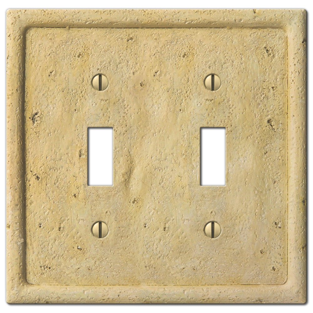Placa de pared con 2 palancas de resina de imitación de piedra color marfil