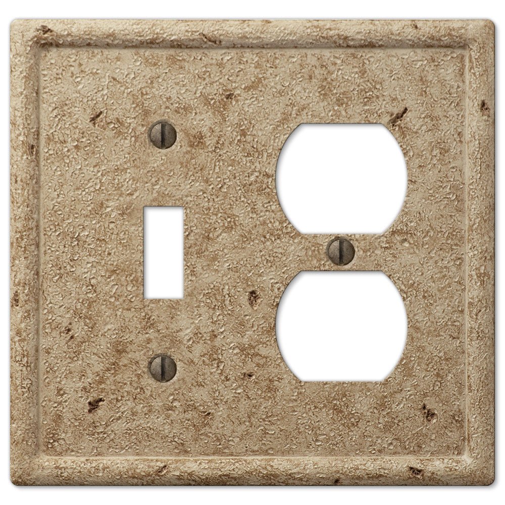 Faux Stone Noce Resin - 1 Toggle / 1 Duplex Wallplate