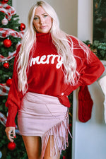 Red Merry Christmas Turtleneck Sweater