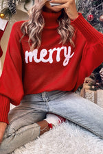 Red Merry Christmas Turtleneck Sweater