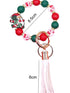Festive Christmas Silicone Bead Keychain with Fiery Red Tassel