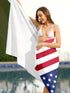 Fiery Red Stars and Stripes Patriotic Bath Towel