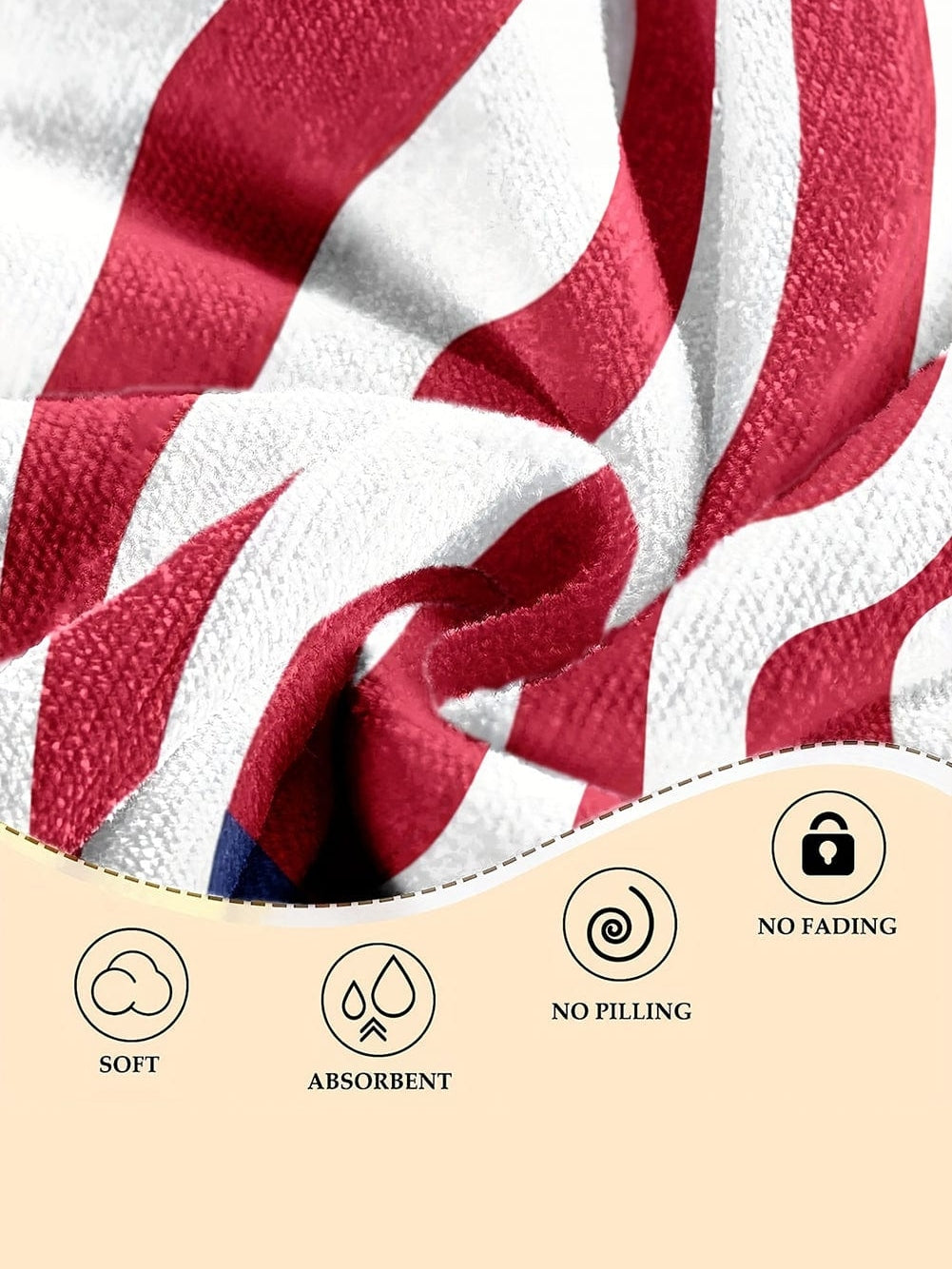 Fiery Red Stars and Stripes Patriotic Bath Towel