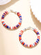 Patriotic Red White and Blue Beaded Hoop Earrings