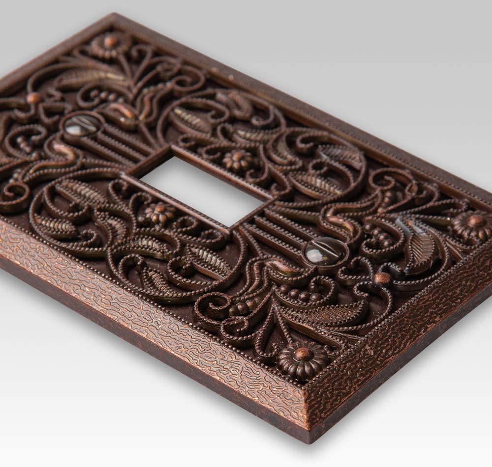 Filigree Aged Bronze Cast - 1 Phone Jack Wallplate