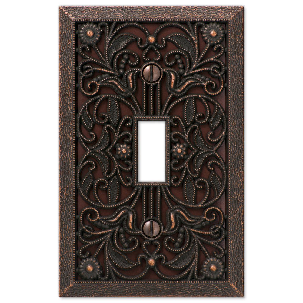 Placa de pared con filigrana de bronce envejecido - 1 palanca