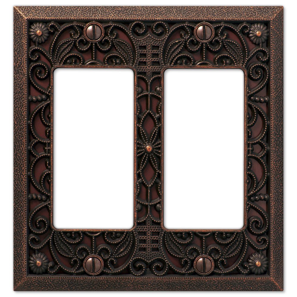 Placa de pared con 2 balancines de bronce envejecido fundido con filigrana