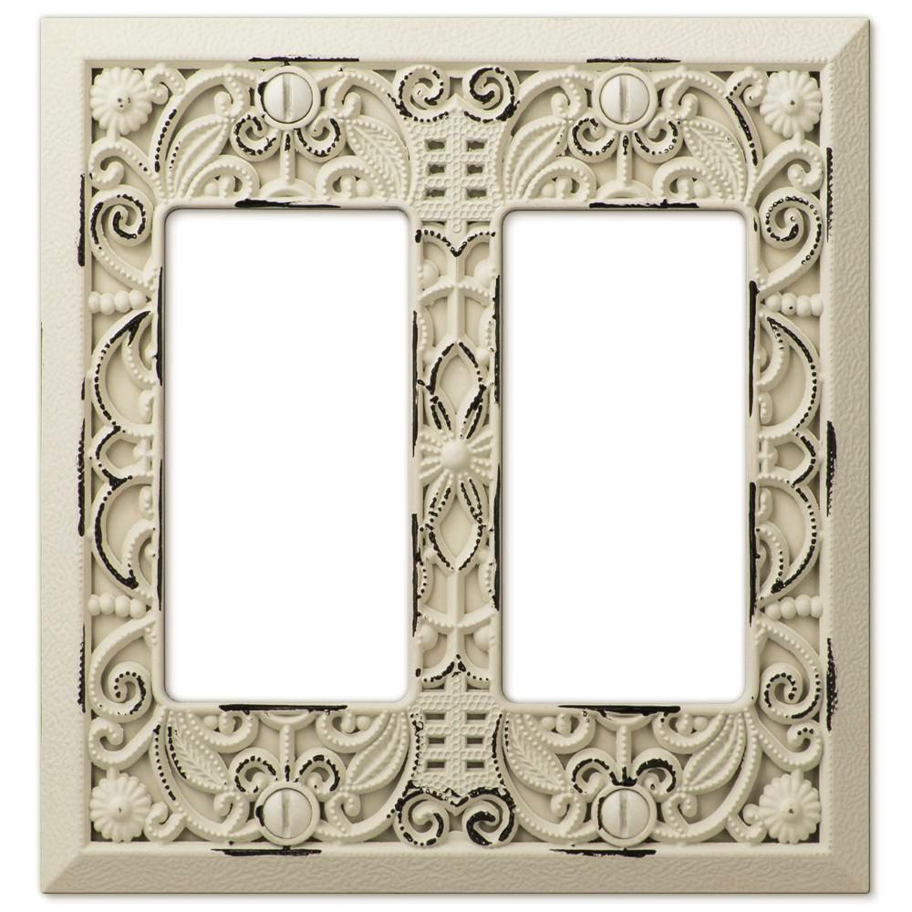 Placa de pared con filigrana antigua de fundición blanca - 2 balancines