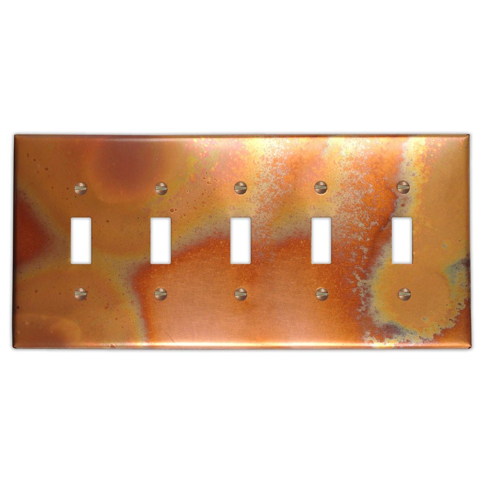 Flamed Copper - 5 Toggle Wallplate