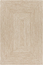 Alfombra trenzada de yute sintético de color crema