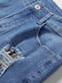 Floral Patchwork Distressed Yellow Denim Shorts