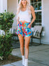 Floral Print Drawstring Casual Shorts with Multicolor Boho Style