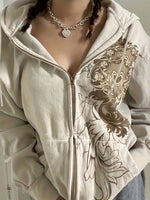 Vintage Style Floral Zip-Up Sweatshirt