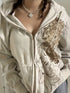 Vintage Style Floral Zip-Up Sweatshirt