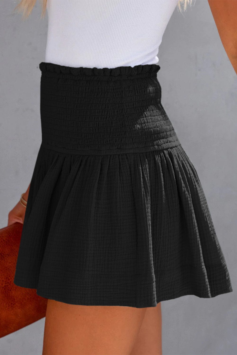 Flowy Black High Waist Ruffle Shorts