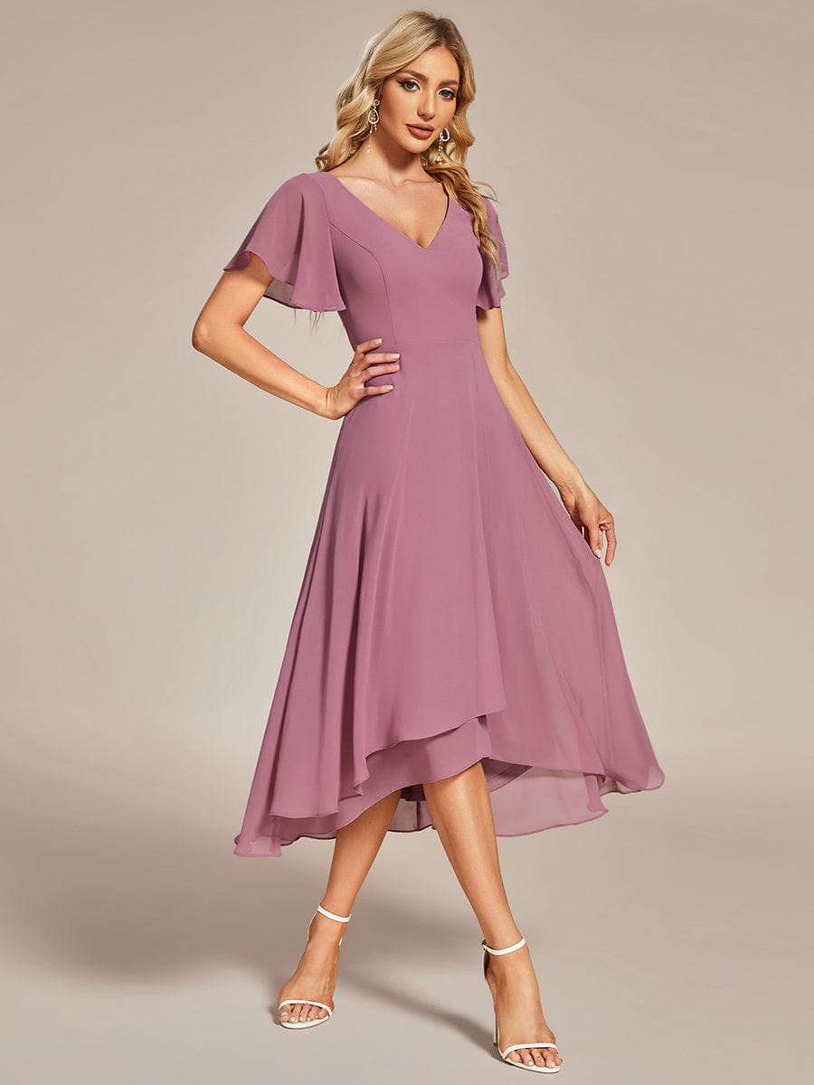 Chiffon Cocktail Dress with Asymmetrical Hem