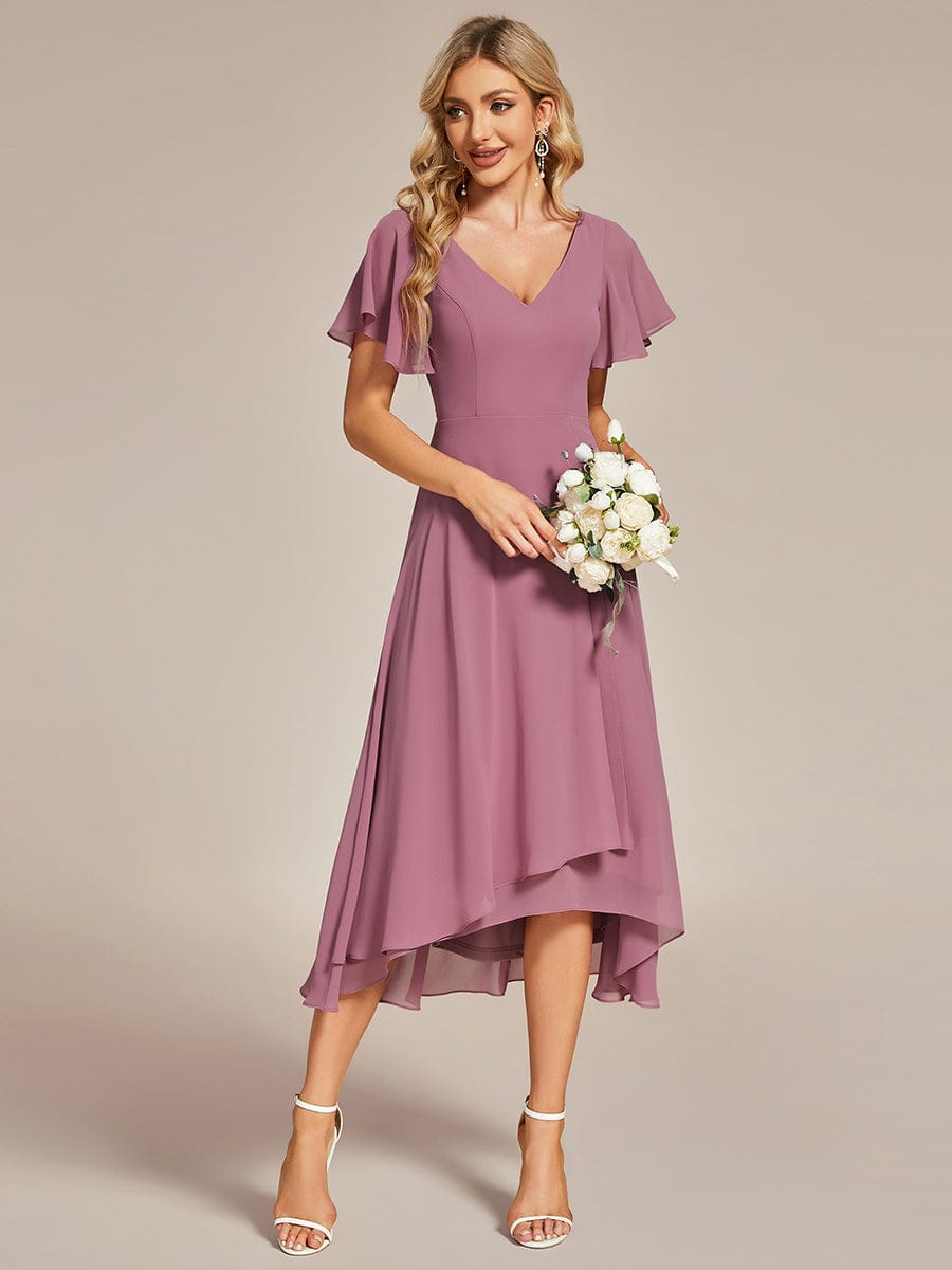 Chiffon Cocktail Dress with Asymmetrical Hem