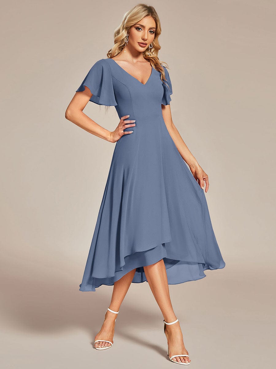 Chiffon Cocktail Dress with Asymmetrical Hem