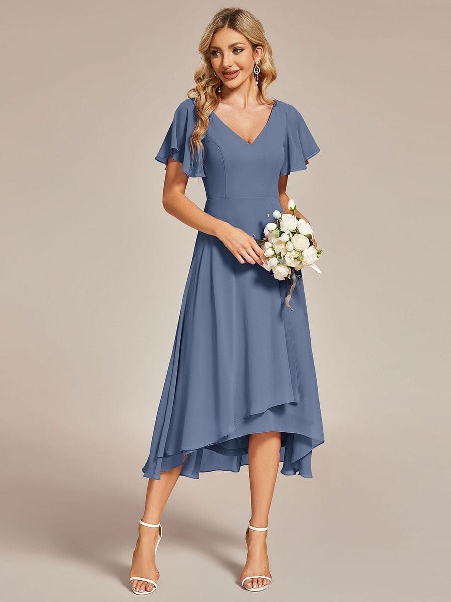 Chiffon Cocktail Dress with Asymmetrical Hem